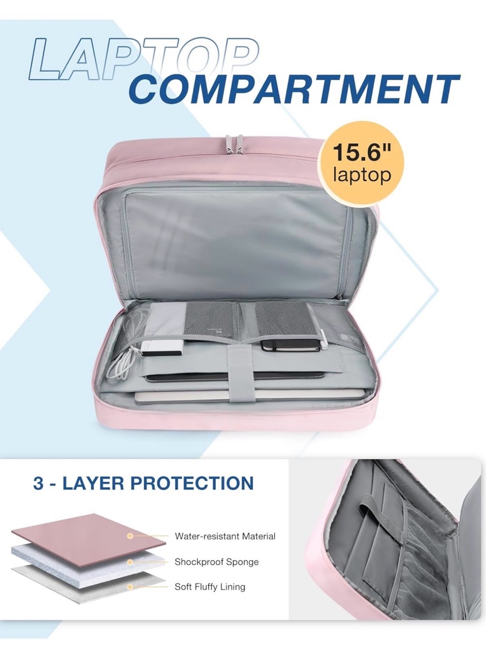 Bagsmart Pink Weekender - Picture 3 of 5